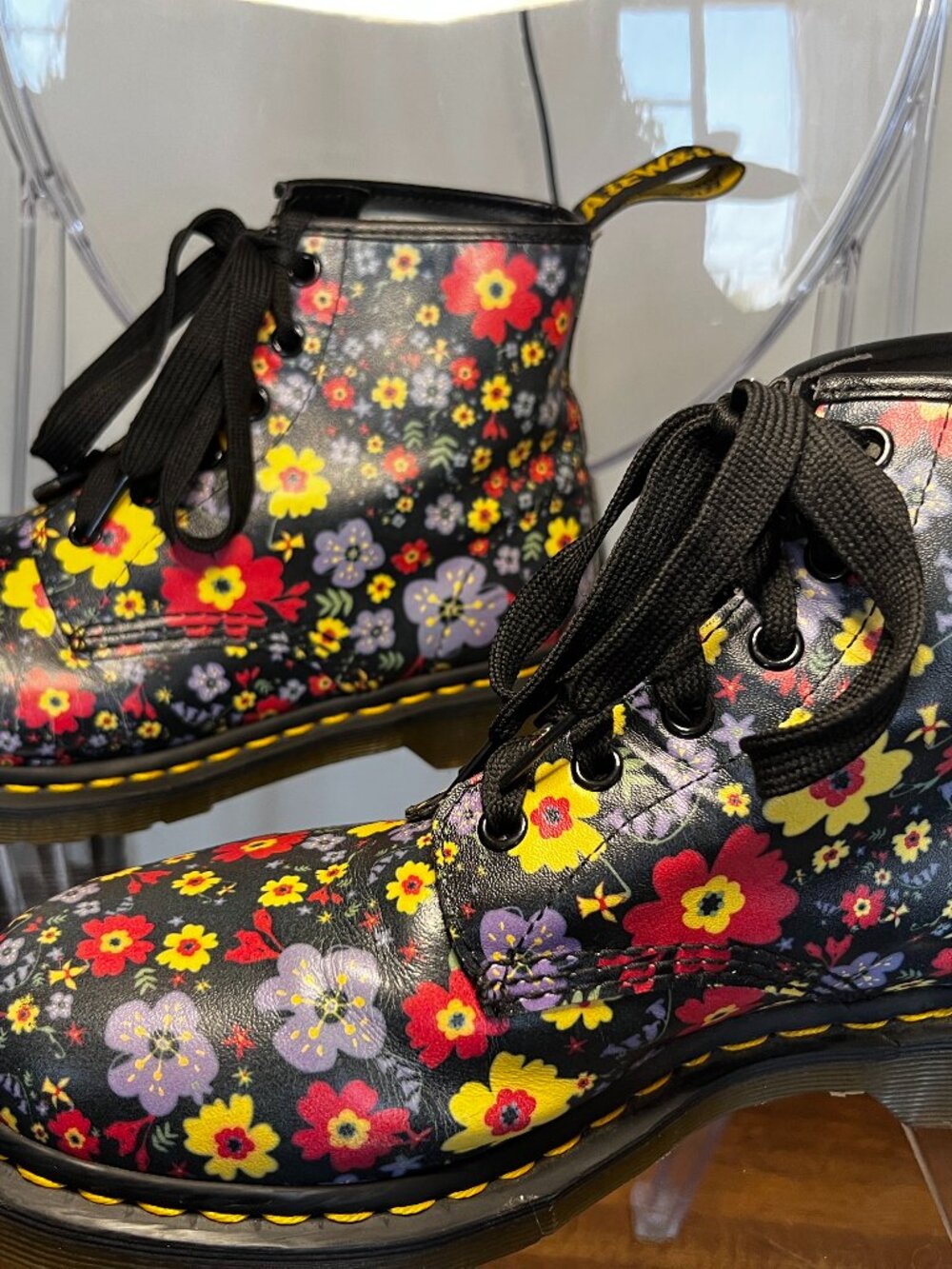 Dr. Martens 101 floral leather boots (men's or women's) - Picture 3 of 8